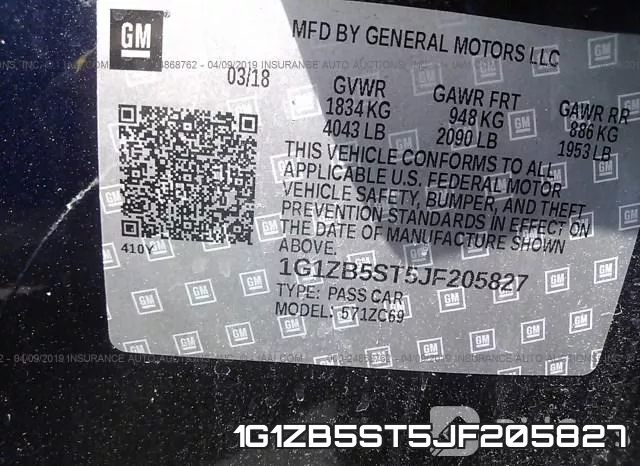 1G1ZB5ST5JF205827 фото 10