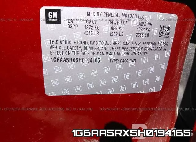 1G6AA5RX5H0194165 фото 10