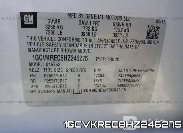 1GCVKREC8HZ246275 фото 10