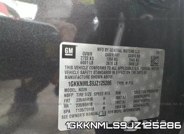1GKKNMLS9JZ125286 фото 10