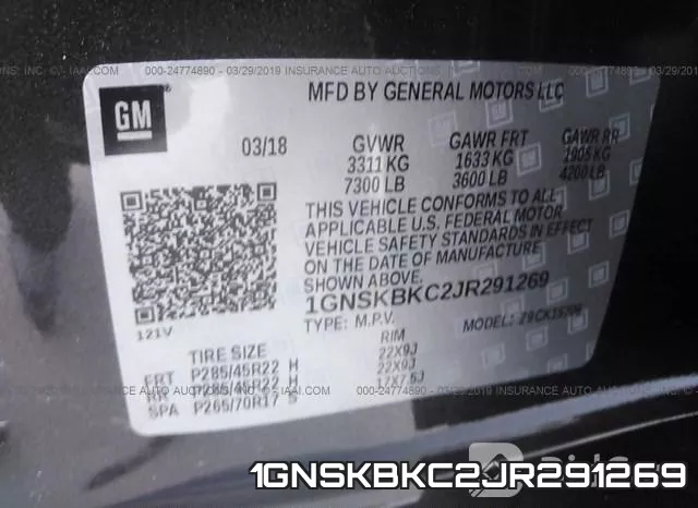 1GNSKBKC2JR291269 фото 10