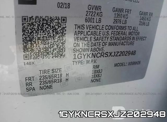 1GYKNCRSXJZ202948 фото 10