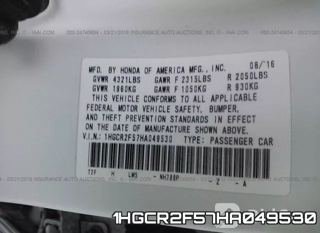 1HGCR2F57HA049530 фото 10