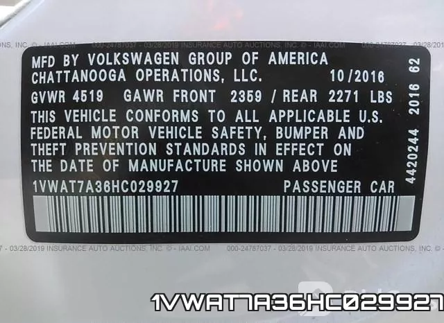 1VWAT7A36HC029927 фото 10