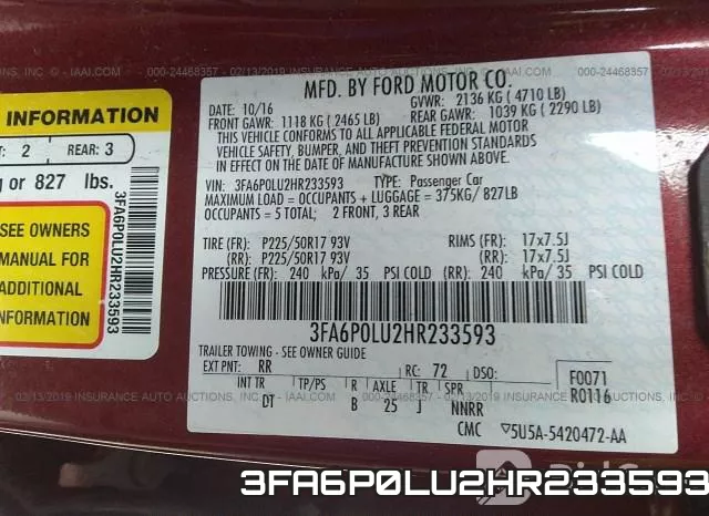 3FA6P0LU2HR233593 фото 10