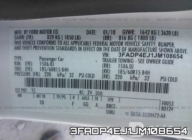 3FADP4EJ1JM108654 фото 10