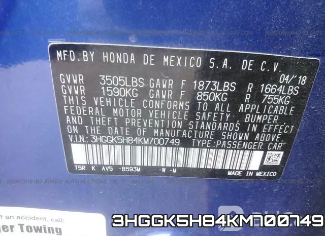 3HGGK5H84KM700749 фото 10