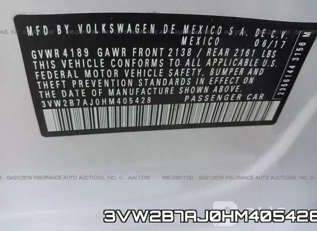 3VW2B7AJ0HM405428 фото 10