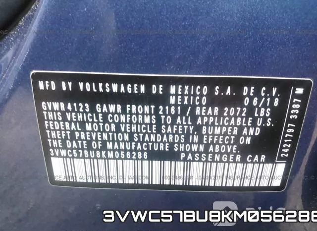 3VWC57BU8KM056286 фото 10