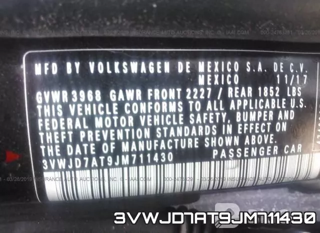 3VWJD7AT9JM711430 фото 10