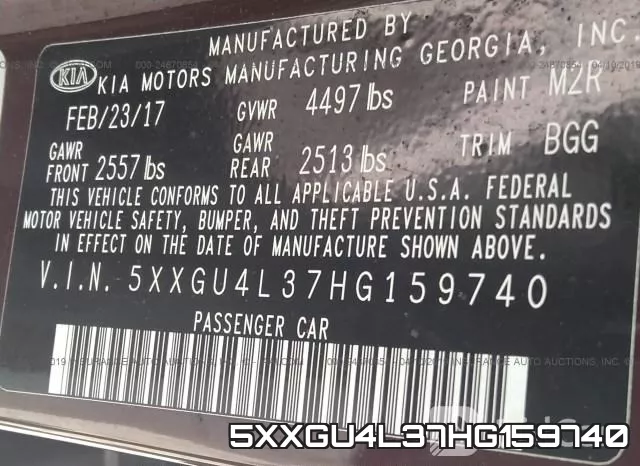 5XXGU4L37HG159740 фото 10