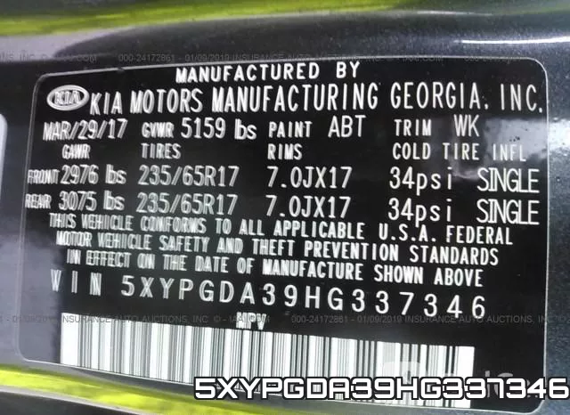 5XYPGDA39HG337346 фото 10