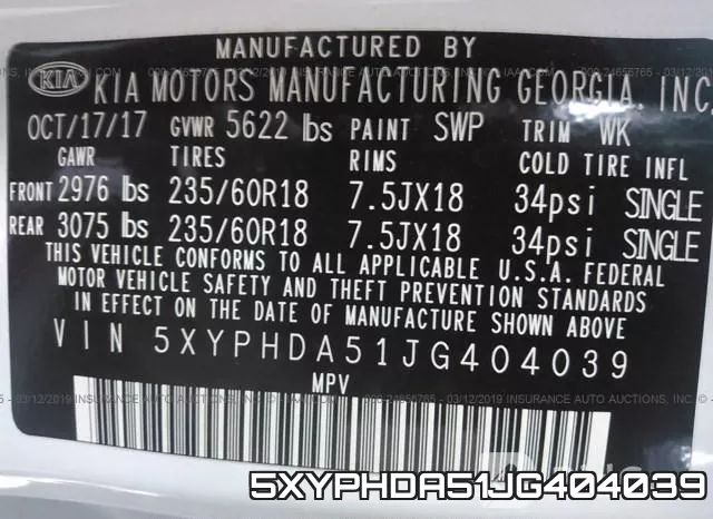 5XYPHDA51JG404039 фото 10