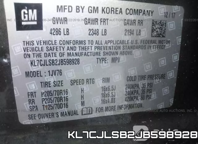 KL7CJLSB2JB598928 фото 10