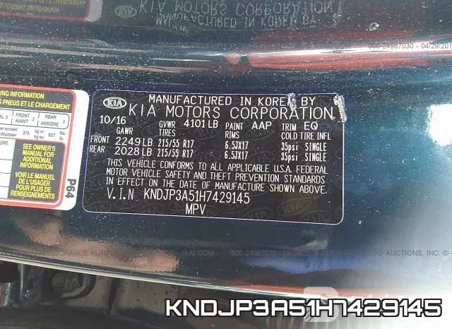 KNDJP3A51H7429145 фото 10