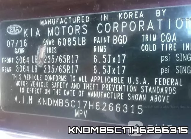 KNDMB5C17H6266315 фото 10