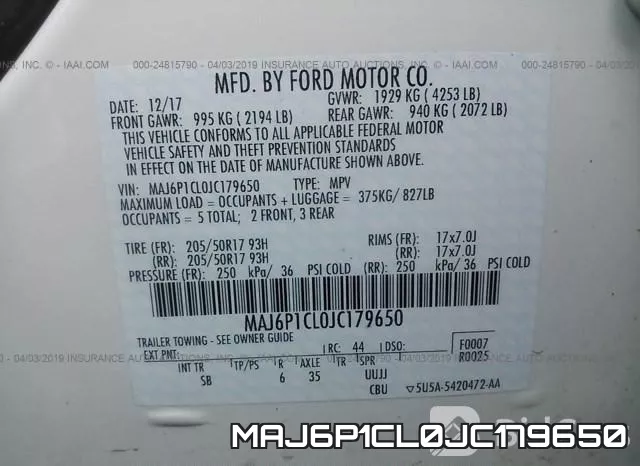 MAJ6P1CL0JC179650 фото 10