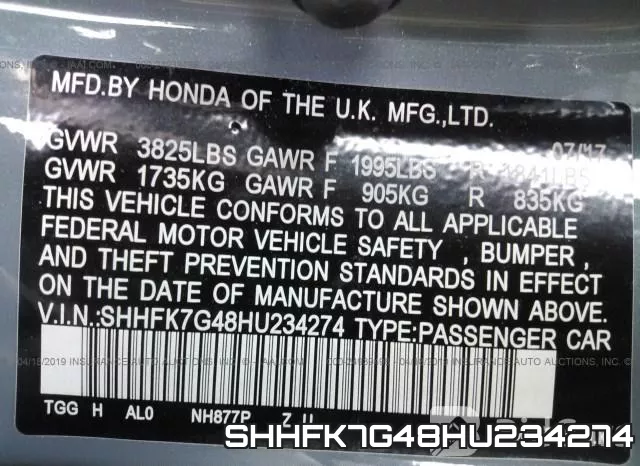 SHHFK7G48HU234274 фото 10