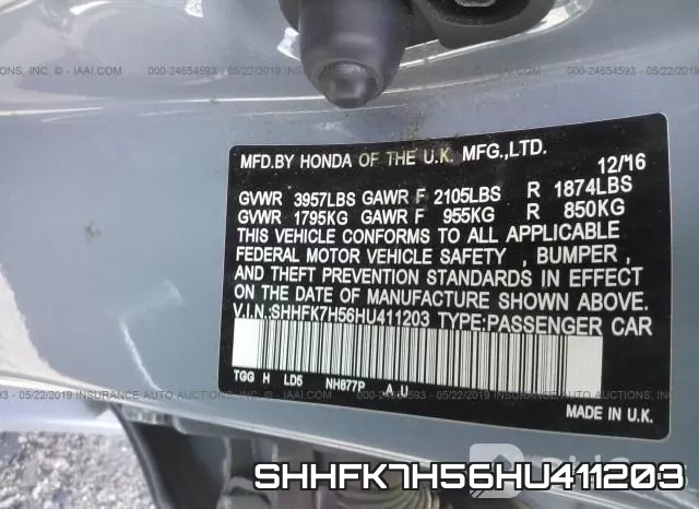 SHHFK7H56HU411203 фото 10