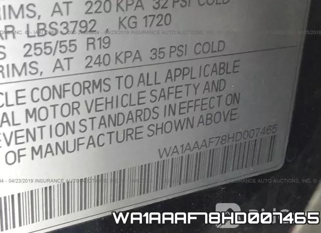 WA1AAAF78HD007465 фото 10