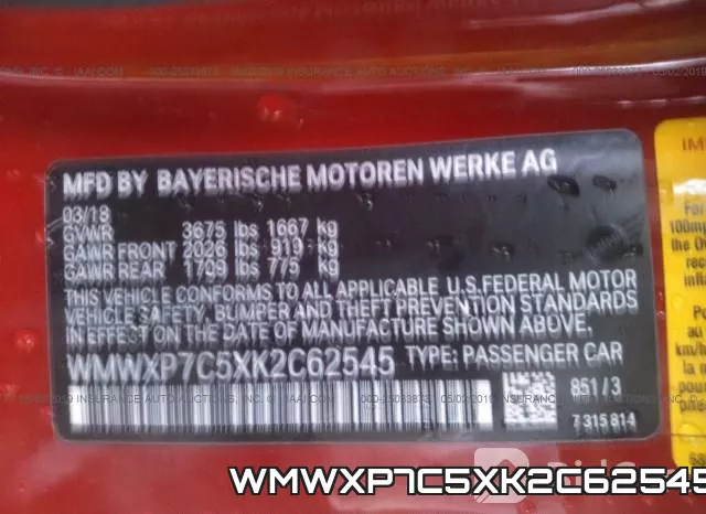 WMWXP7C5XK2C62545 фото 10