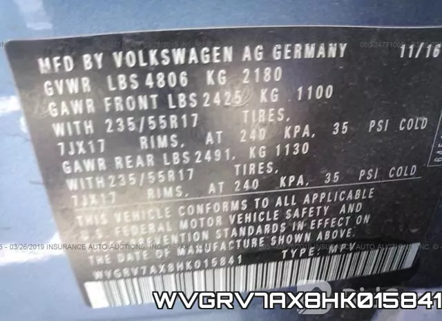 WVGRV7AX8HK015841 фото 10