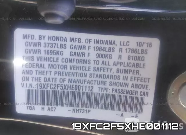 19XFC2F5XHE001112 фото 10