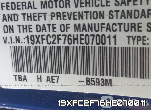19XFC2F76HE070011 фото 10