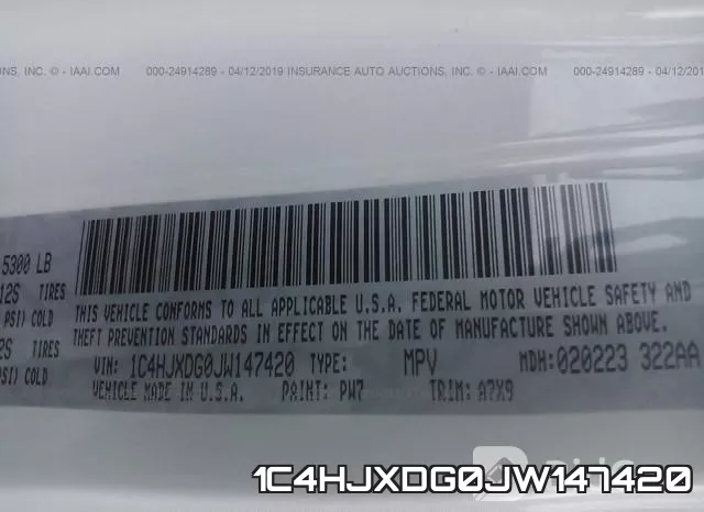 1C4HJXDG0JW147420 фото 9