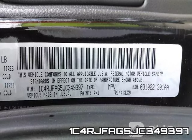 1C4RJFAG5JC349397 фото 10