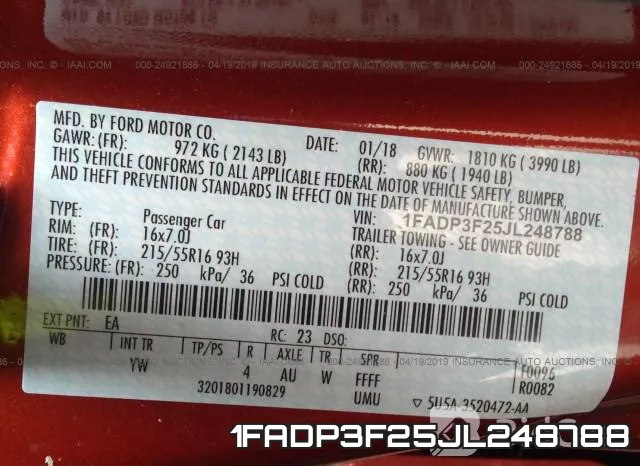 1FADP3F25JL248788 фото 10