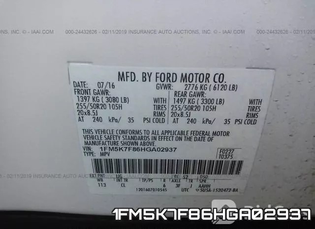 1FM5K7F86HGA02937 фото 10
