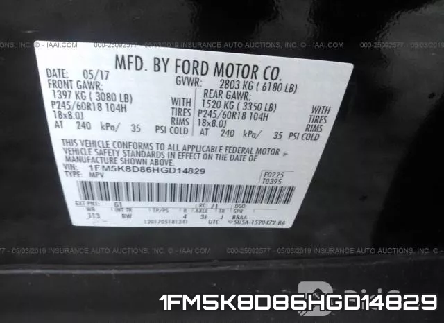 1FM5K8D86HGD14829 фото 10