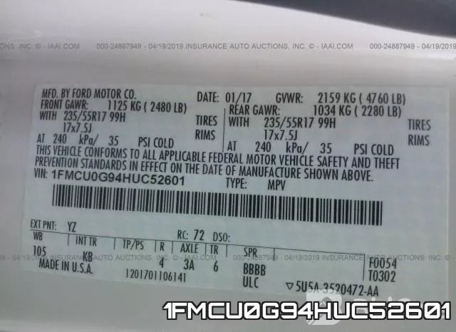 1FMCU0G94HUC52601 фото 10