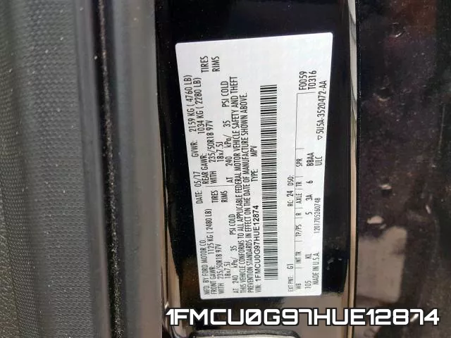 1FMCU0G97HUE12874 фото 2