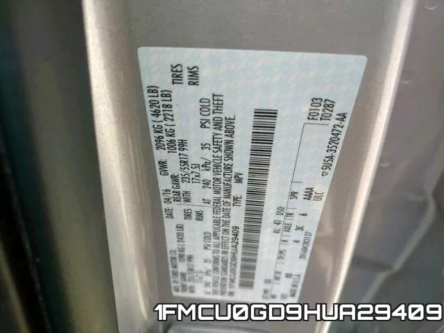1FMCU0GD9HUA29409 фото 2