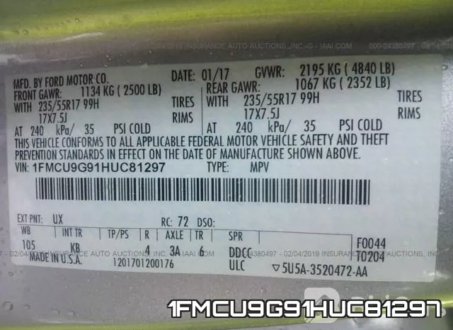 1FMCU9G91HUC81297 фото 10