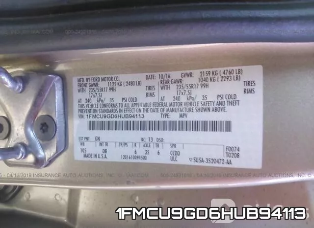 1FMCU9GD6HUB94113 фото 10