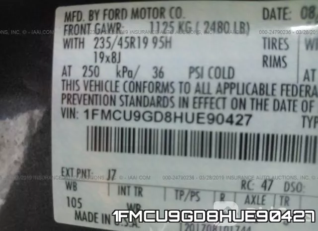 1FMCU9GD8HUE90427 фото 10