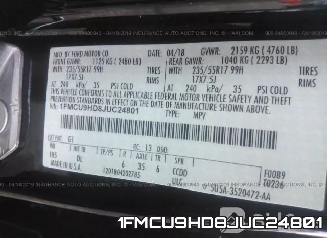 1FMCU9HD8JUC24801 фото 10