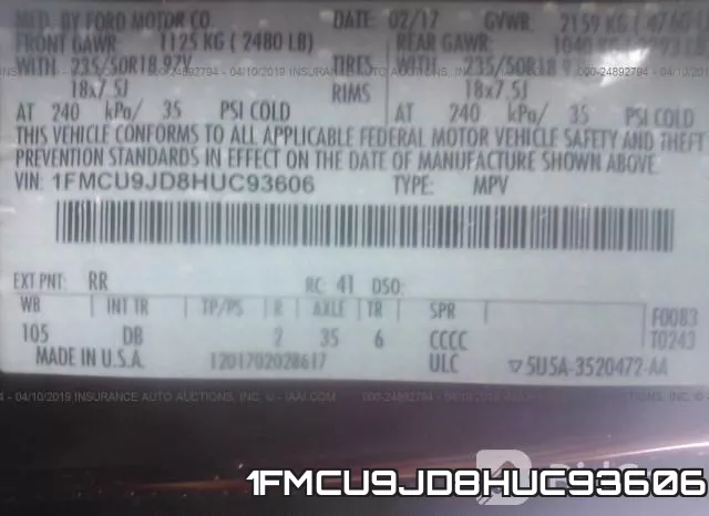 1FMCU9JD8HUC93606 фото 10