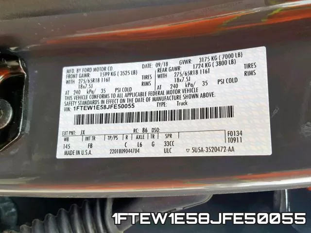 1FTEW1E58JFE50055 фото 2