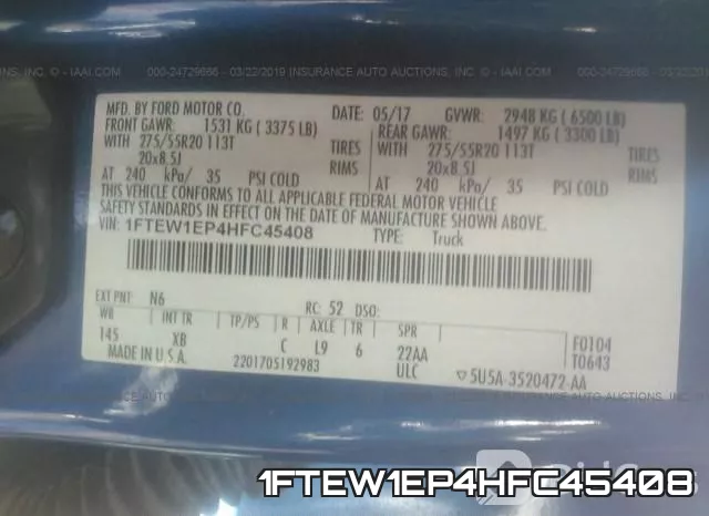 1FTEW1EP4HFC45408 фото 10