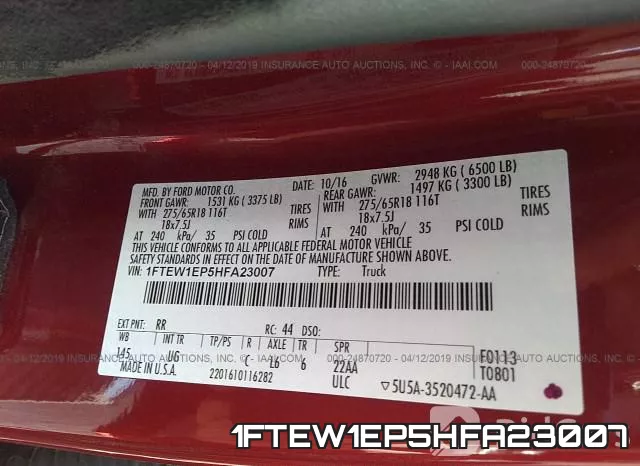 1FTEW1EP5HFA23007 фото 10