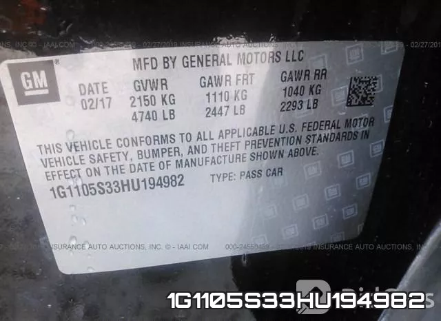 1G1105S33HU194982 фото 10