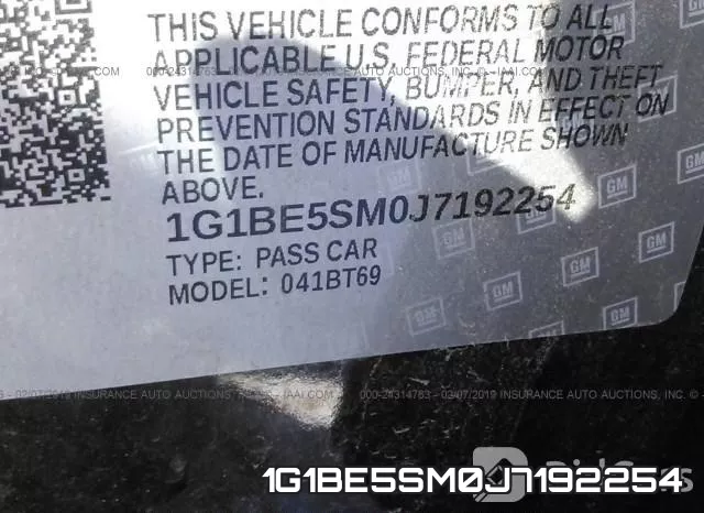 1G1BE5SM0J7192254 фото 10