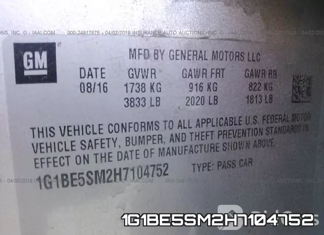 1G1BE5SM2H7104752 фото 9
