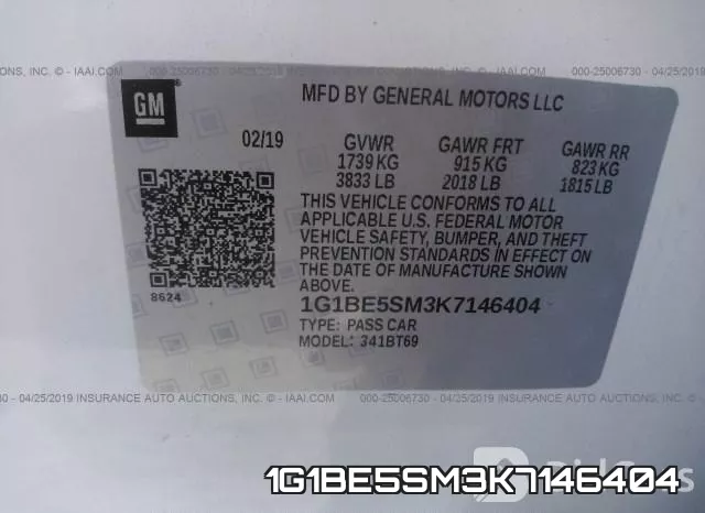 1G1BE5SM3K7146404 фото 10