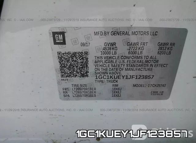 1GC1KUEY1JF123857 фото 10