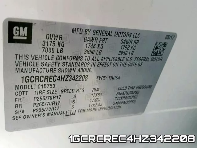 1GCRCREC4HZ342208 фото 2